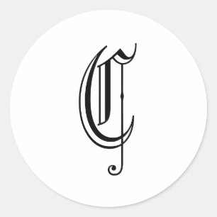 Monogram "C" Sticker Old English Style_Black text