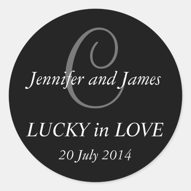 Monogram C Stickers for Weddings Black (Front)