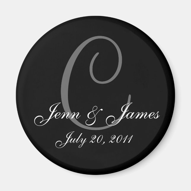 Monogram C Wedding Bride Groom Date Magnet (Front)