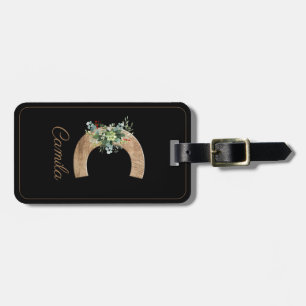 Monogram C wood letter succulent Luggage Tag