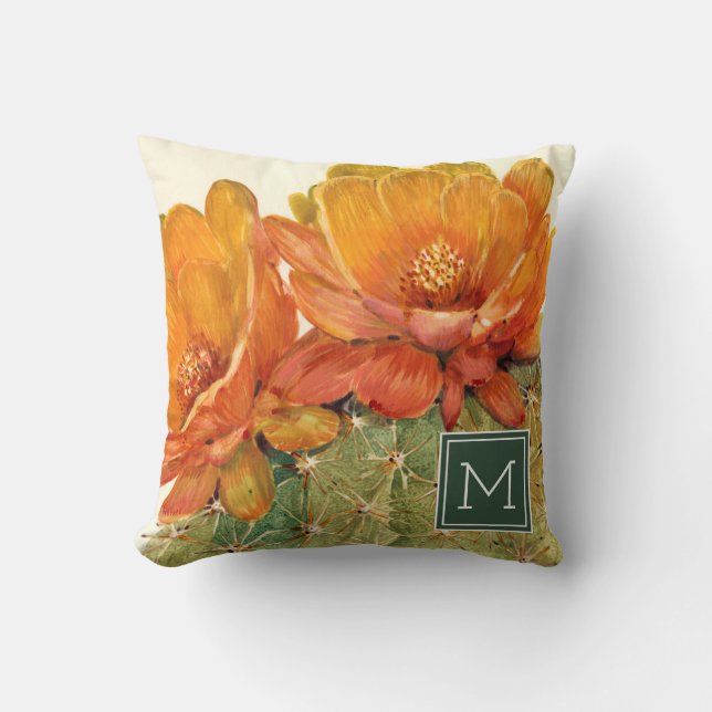 Monogram | Cactus Orange Blossoms Cushion (Front)