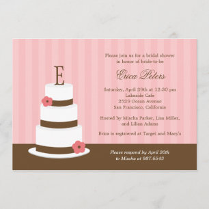 Monogram Cake Bridal Shower Invitation - Pink