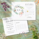 Monogram Calendar Gold Heart Save The Date Announcement Postcard<br><div class="desc">This pretty save the date card features your monogram initials set within a pretty floral garland, calendar and a chic gold love heart highlighting your special date. The reverse has additional save the date details, including your wedding website, with your return address and space for your recipient's address. Designed by...</div>