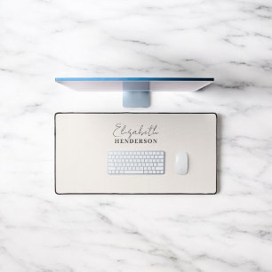 Monogram Calligraphy Elegant Beige Desk Mat