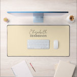 Monogram Calligraphy Girly Yellow Desk Mat<br><div class="desc">Desk Mat features font duo of modern calligraphy and elegant serif font.</div>