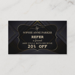 Monogram Calligraphy Gold Professional Makeup Referral Card
