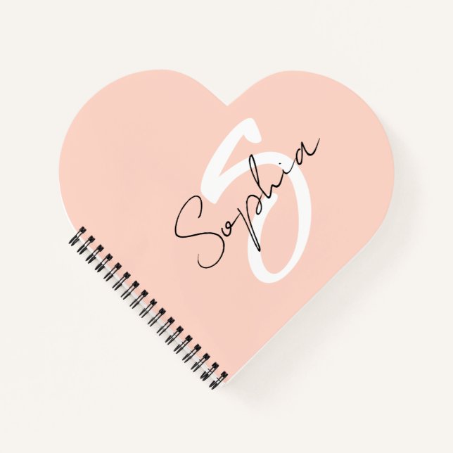 Monogram Calligraphy Study Notes Binder With Pink Notebook (Front)