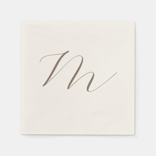 Monogram Calligraphy Unique Plain Modern Napkin (Front)