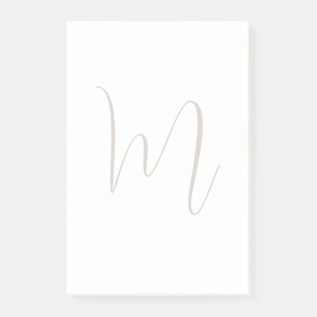 Monogram Calligraphy Unique Plain Modern Post-it Notes (Front)