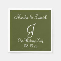 Monogram Camo Green Simple Single Colour Paper Nap