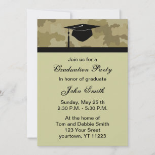 Monogram Camouflage Graduation Party Invitation