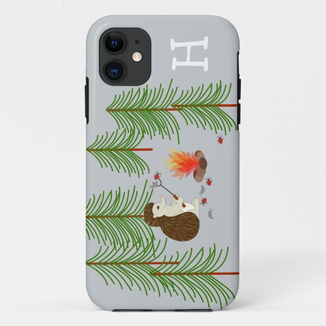 Monogram Camping Hedgehog Phone Case (Back)