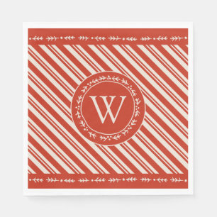 Monogram Candy Cane Stripe Napkin