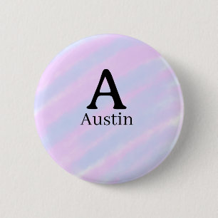 Monogram capital masculine add name purple pastel 6 cm round badge