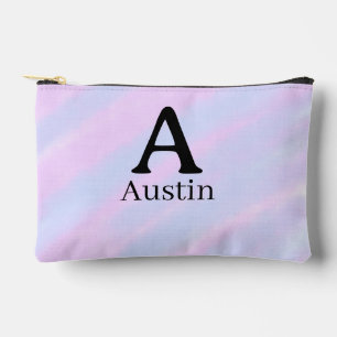 Monogram capital masculine add name purple pastel accessory pouch