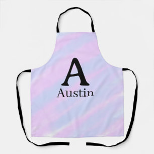 Monogram capital masculine add name purple pastel apron