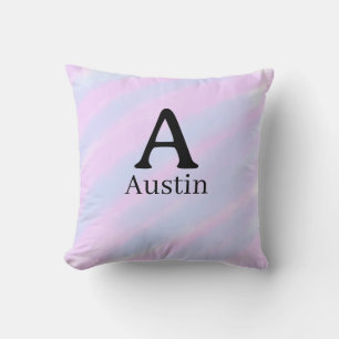 Monogram capital masculine add name purple pastel  cushion