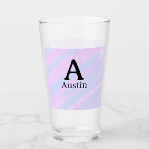 Monogram capital masculine add name purple pastel glass