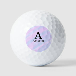 Monogram capital masculine add name purple pastel golf balls