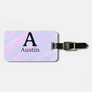 Monogram capital masculine add name purple pastel  luggage tag