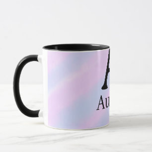 Monogram capital masculine add name purple pastel mug