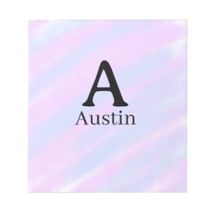 Monogram capital masculine add name purple pastel  notepad