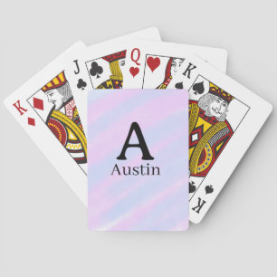Monogram capital masculine add name purple pastel playing cards