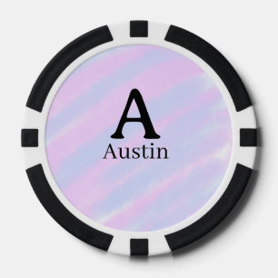 Monogram capital masculine add name purple pastel poker chips