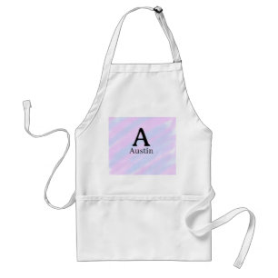 Monogram capital masculine add name purple pastel standard apron