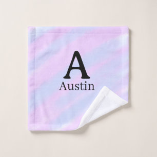 Monogram capital masculine add name purple pastel wash cloth