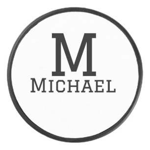 Monogram capital masculine add name simple classic hockey puck