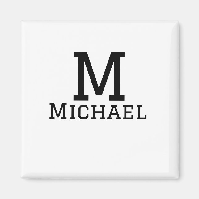 Monogram capital masculine add name simple classic magnet (Front)