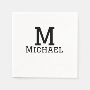 Monogram capital masculine add name simple classic napkin