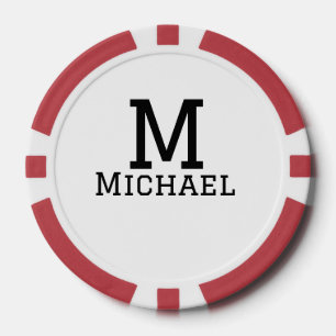 Monogram capital masculine add name simple classic poker chips