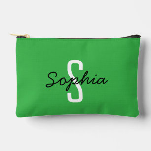 Monogram Caramel Stripes with Fresh Green Accessory Pouch