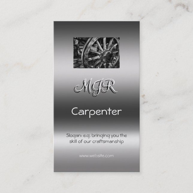 Monogram, Carpenter Business, metallic-effect Business Card (Front)