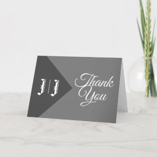 Monogram Casual Modern Christmas Wedding Thank You Card