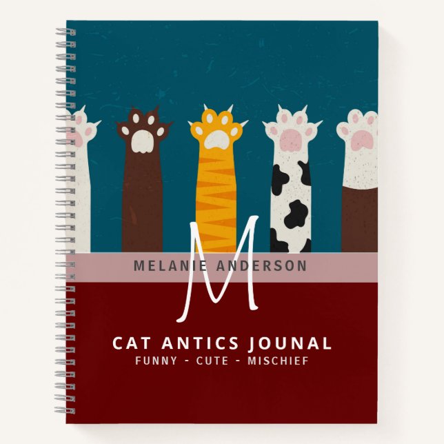 Monogram CAT Paws For Thought Journal Notebooks (Front)