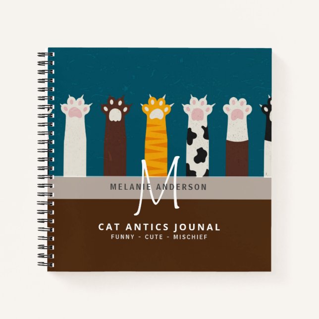 Monogram CAT Paws For Thought Journal Notebooks (Front)