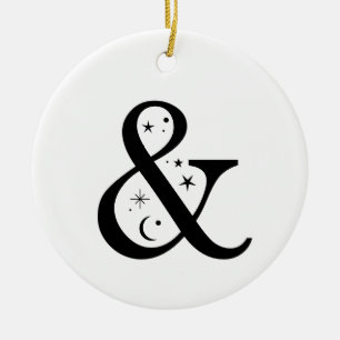 Monogram & Celestial Ampersand Ceramic Ornament