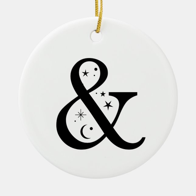 Monogram & Celestial Ampersand Ceramic Ornament (Front)