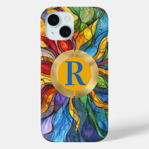 Monogram Celestial Sun Stained Glass iPhone 15 Case