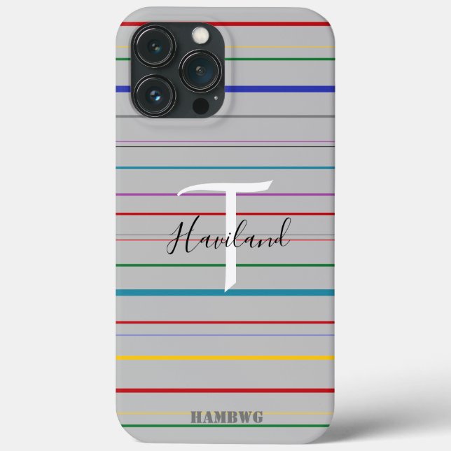 Monogram Cell Phone Case HAMbyWG - Coloured Lines (Back)