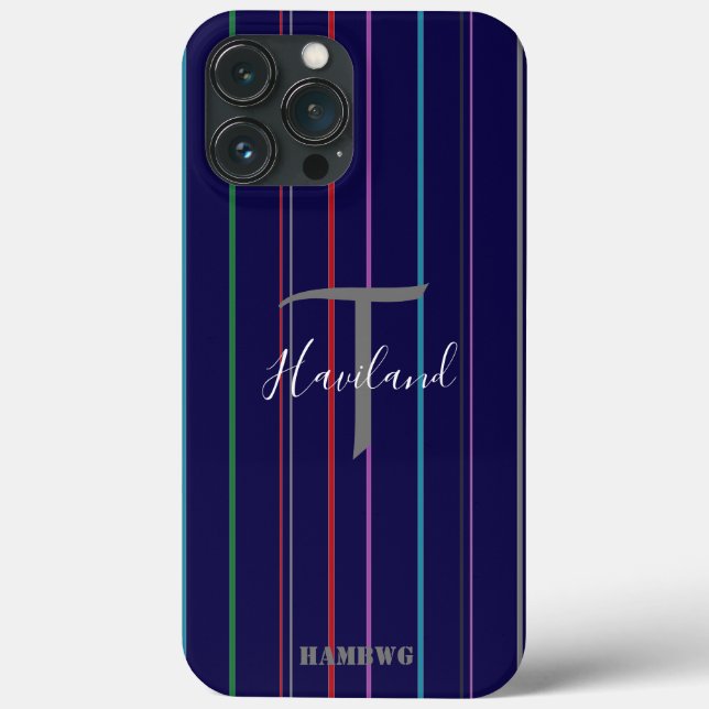 Monogram Cell Phone Case HAMbyWG - Coloured Lines (Back)