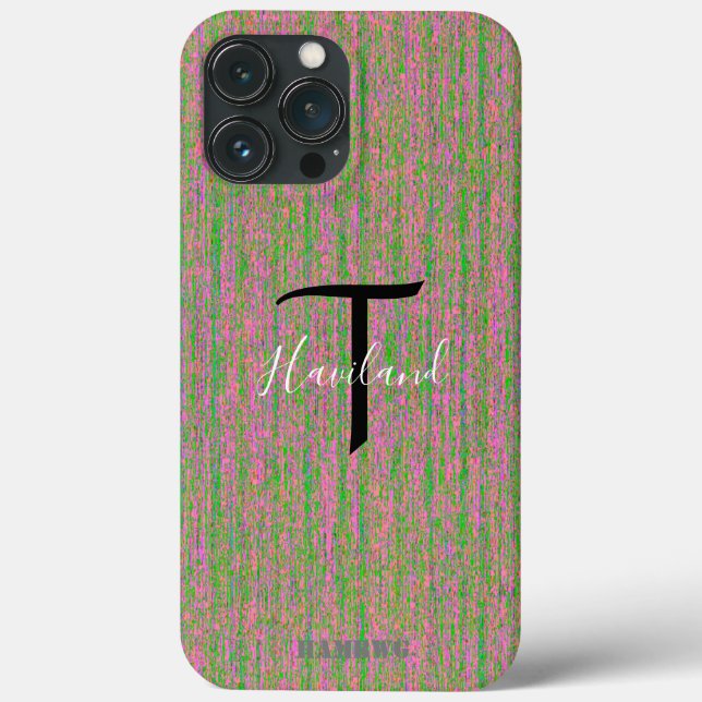 Monogram Cell Phone Case HAMbyWG - Pink / Green (Back)