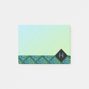 Monogram Celtic Knot Diamond Blue Green Post-it Post-it Notes
