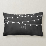 Monogram Chalkboard Fairy Lights & Hearts Pillow<br><div class="desc">Remember our first dance under such beautiful & magical fairy lights with sweet looking hearts which simply mark the beginning of you & me.. ❤❤</div>