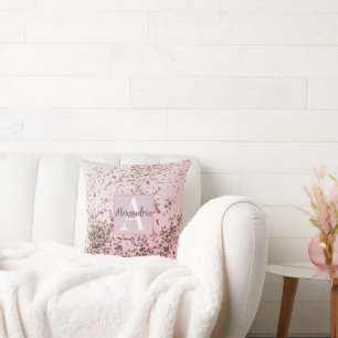 Monogram Champagne Pink Confetti  Cushion