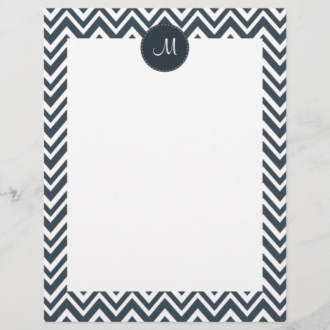 Monogram Charcoal and White  Zigzag Pattern (Front)