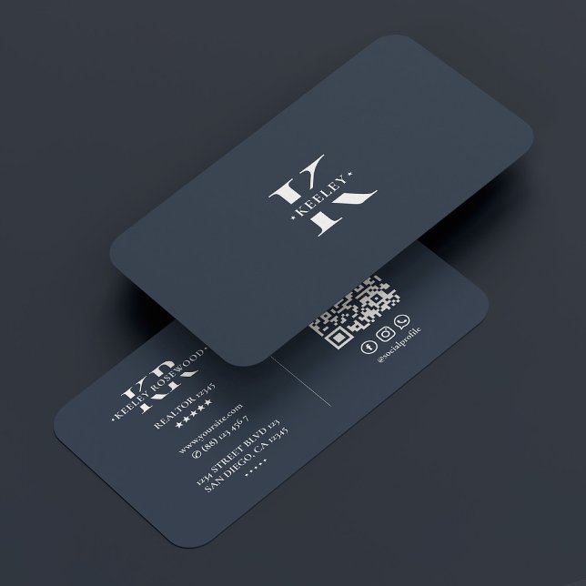  Monogram Charcoal Blue Modern Simple Initial Business Card (Monogram Charcoal Blue Modern Simple Initial Business Card
)